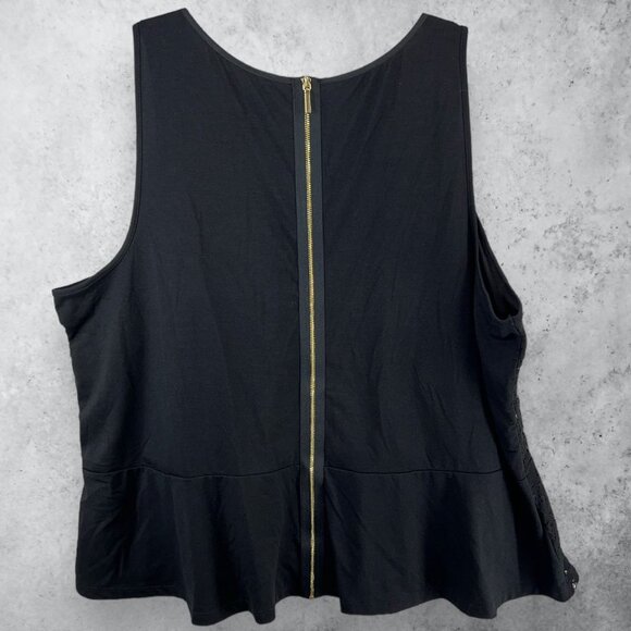 LANE BRYANT Black Lace Top Womens Plus 22 / 24 Sleeveless Zip Back Tank - Picture 2 of 8